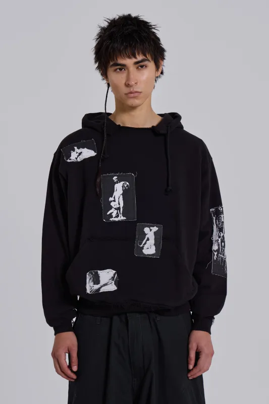 Black Devoted Patch Hoodie sold by Jaded London