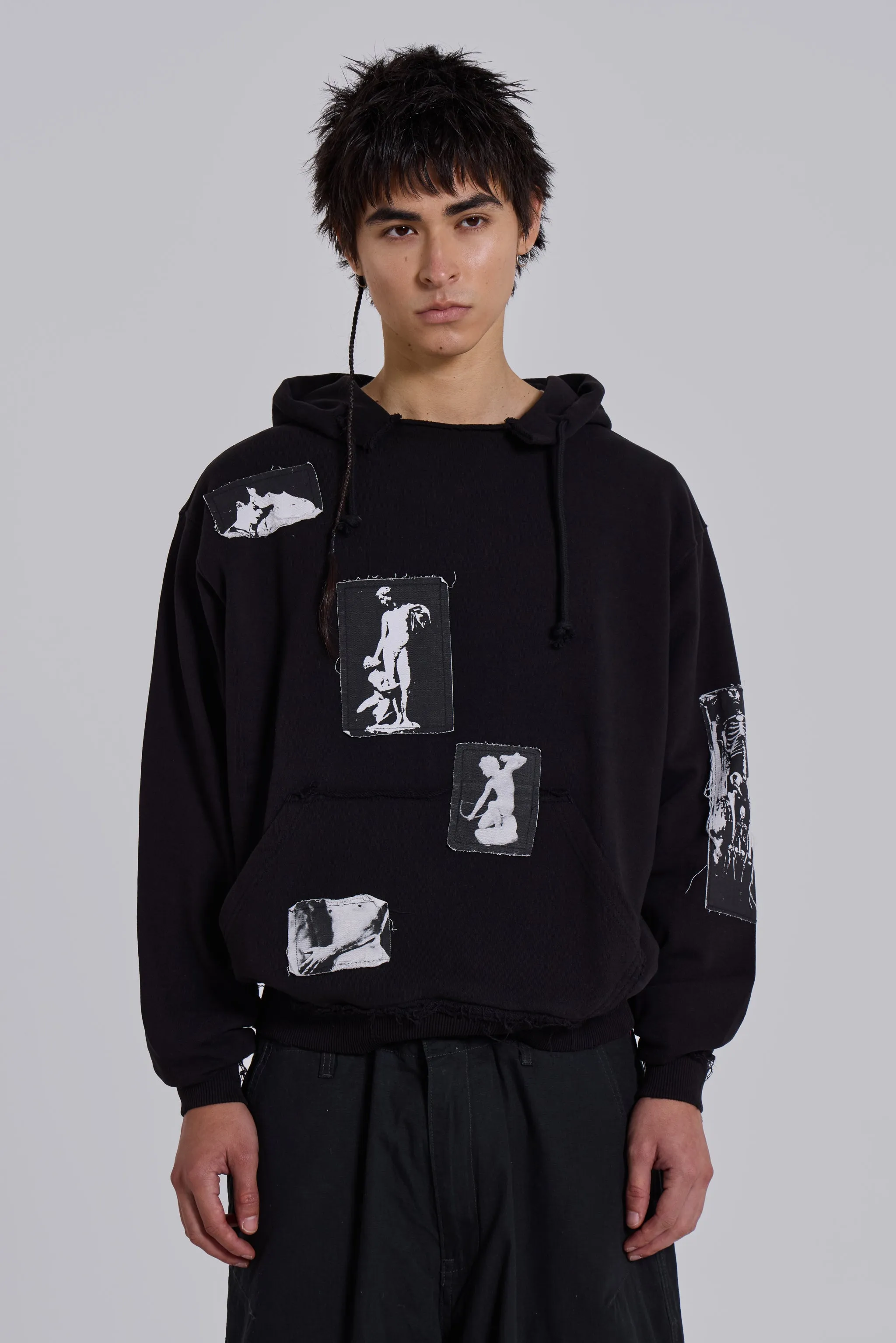 Black Devoted Patch Hoodie sold by Jaded London