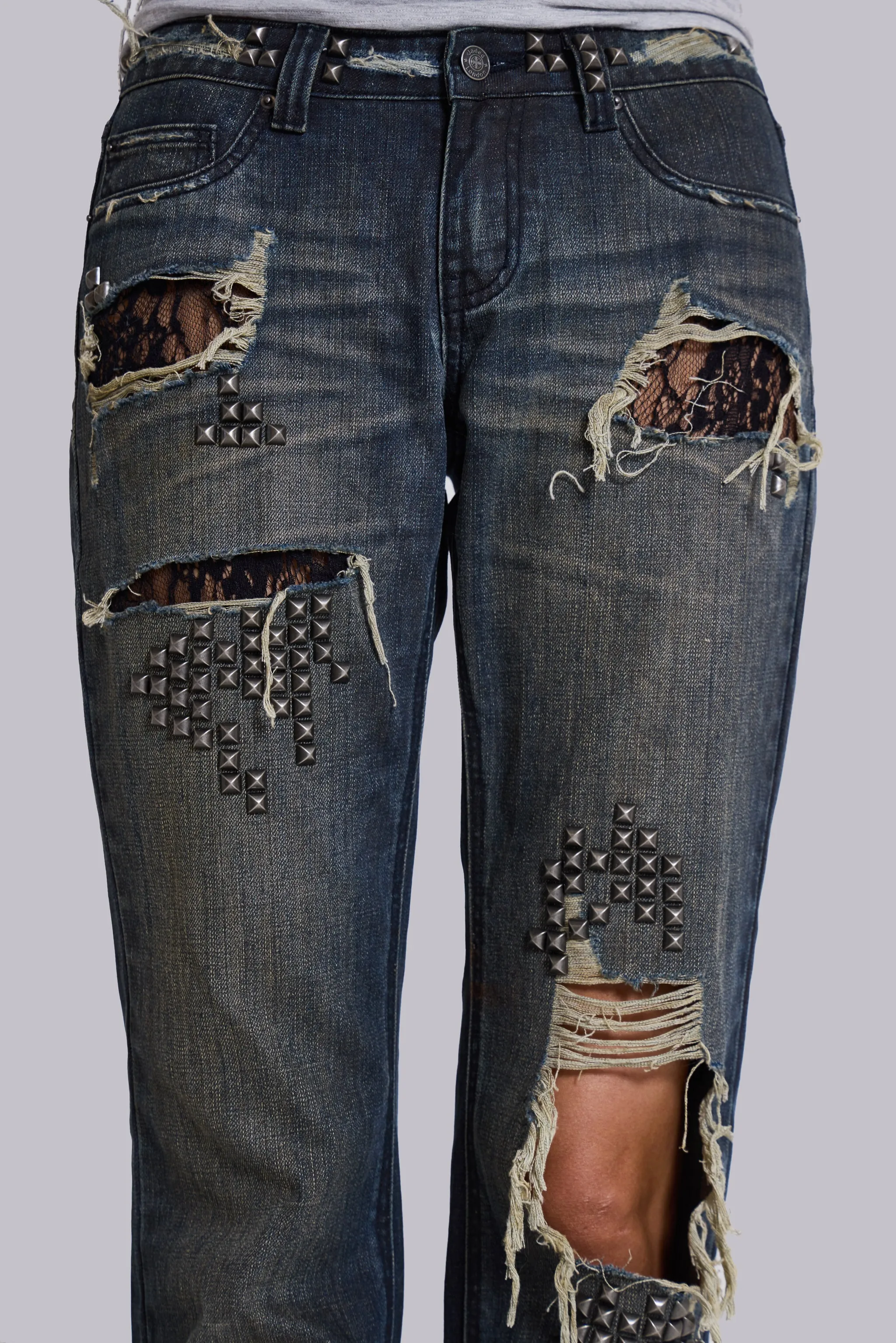 Tori Distressed Lace Low Rise Bootcut Jeans sold by Jaded London product image thumbnail 4