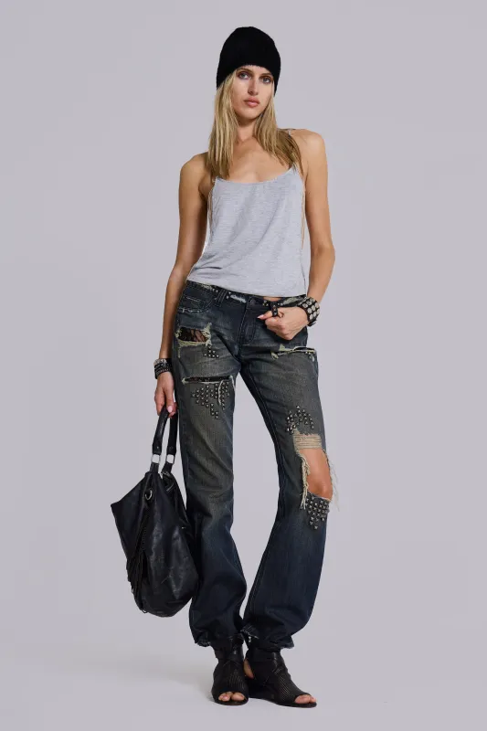 Tori Distressed Lace Low Rise Bootcut Jeans sold by Jaded London