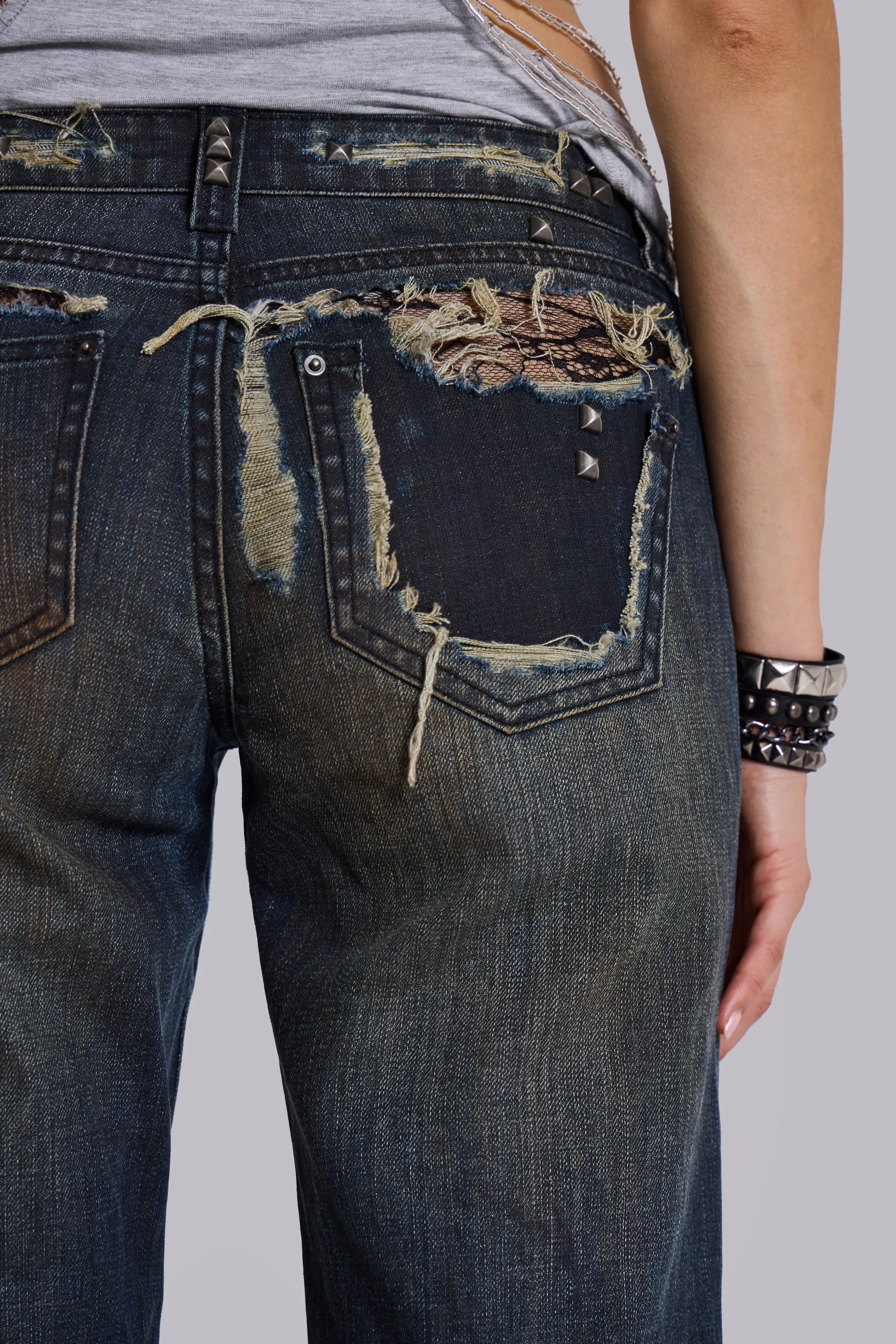 Tori Distressed Lace Low Rise Bootcut Jeans sold by Jaded London product image thumbnail 3