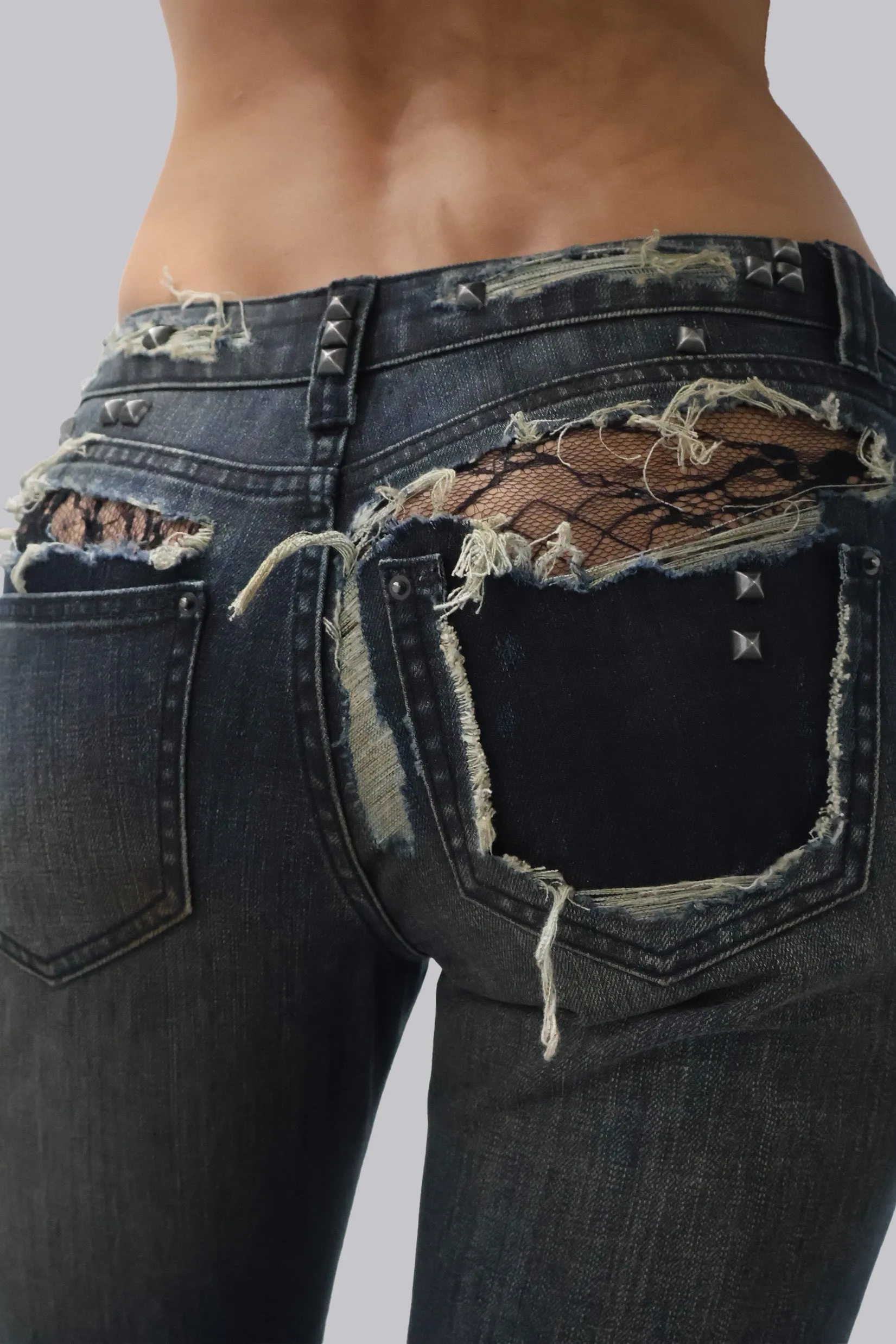 Tori Distressed Lace Low Rise Bootcut Jeans sold by Jaded London product image thumbnail 2