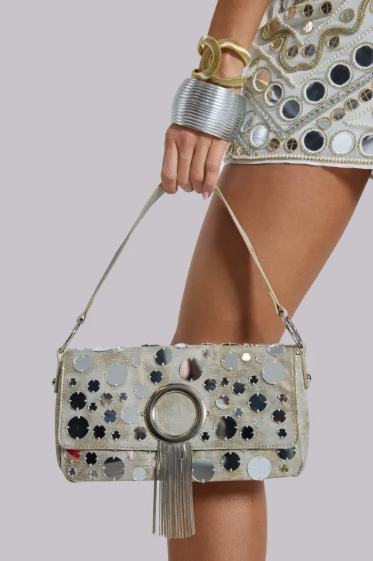 Chara Metallic Mirror Shoulder Bag sold by Jaded London