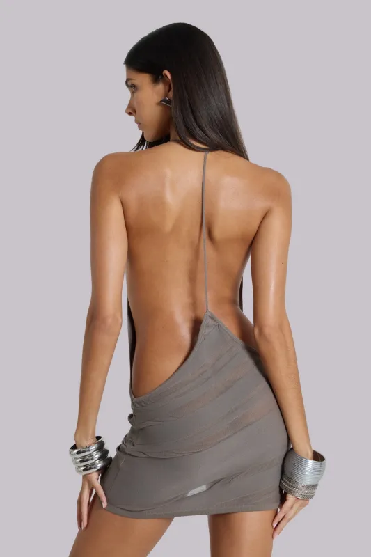 Noir Knit Mini Dress in Truffle sold by Jaded London