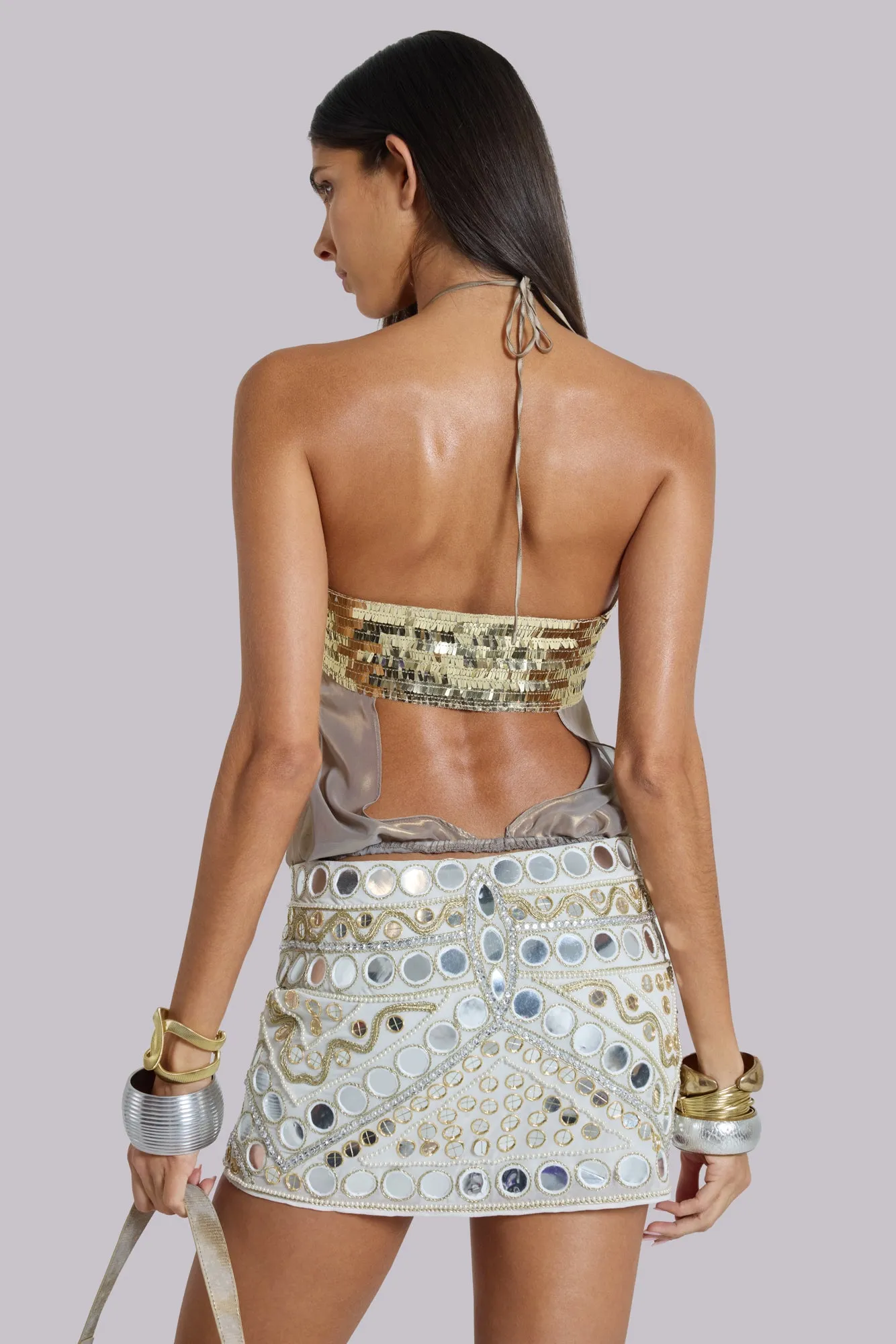 Morgana Metallic Sequin Chiffon Top sold by Jaded London product image thumbnail 3