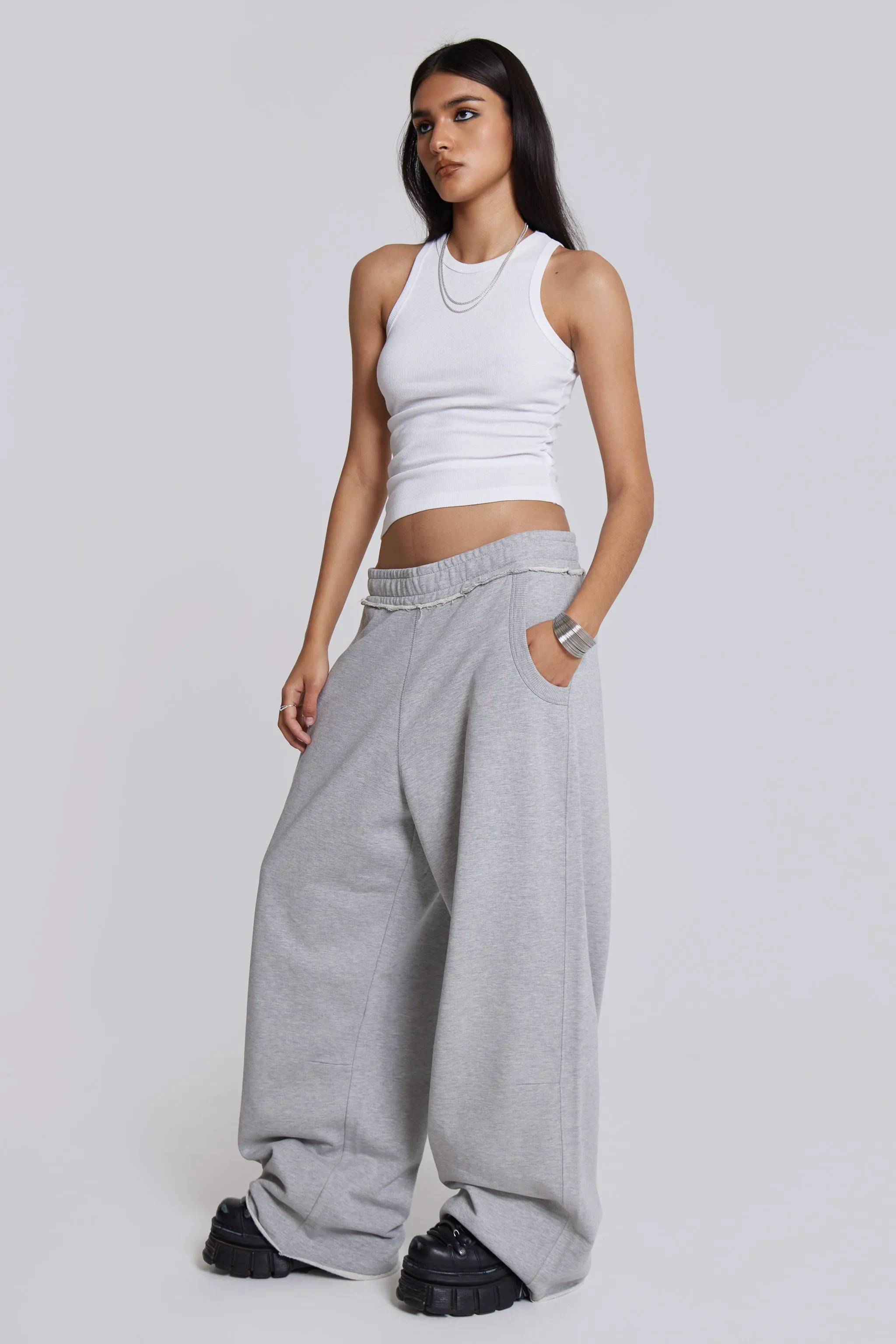 Grey Marl Baggy Monster Joggers sold by Jaded London