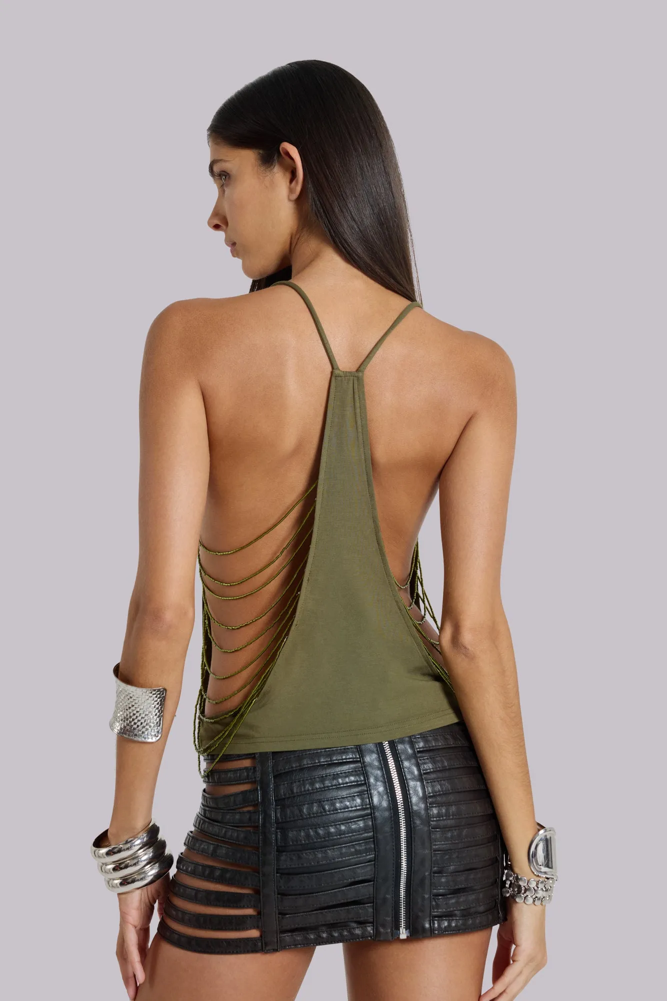 Aleya Beaded Top in Khaki sold by Jaded London product image thumbnail 2