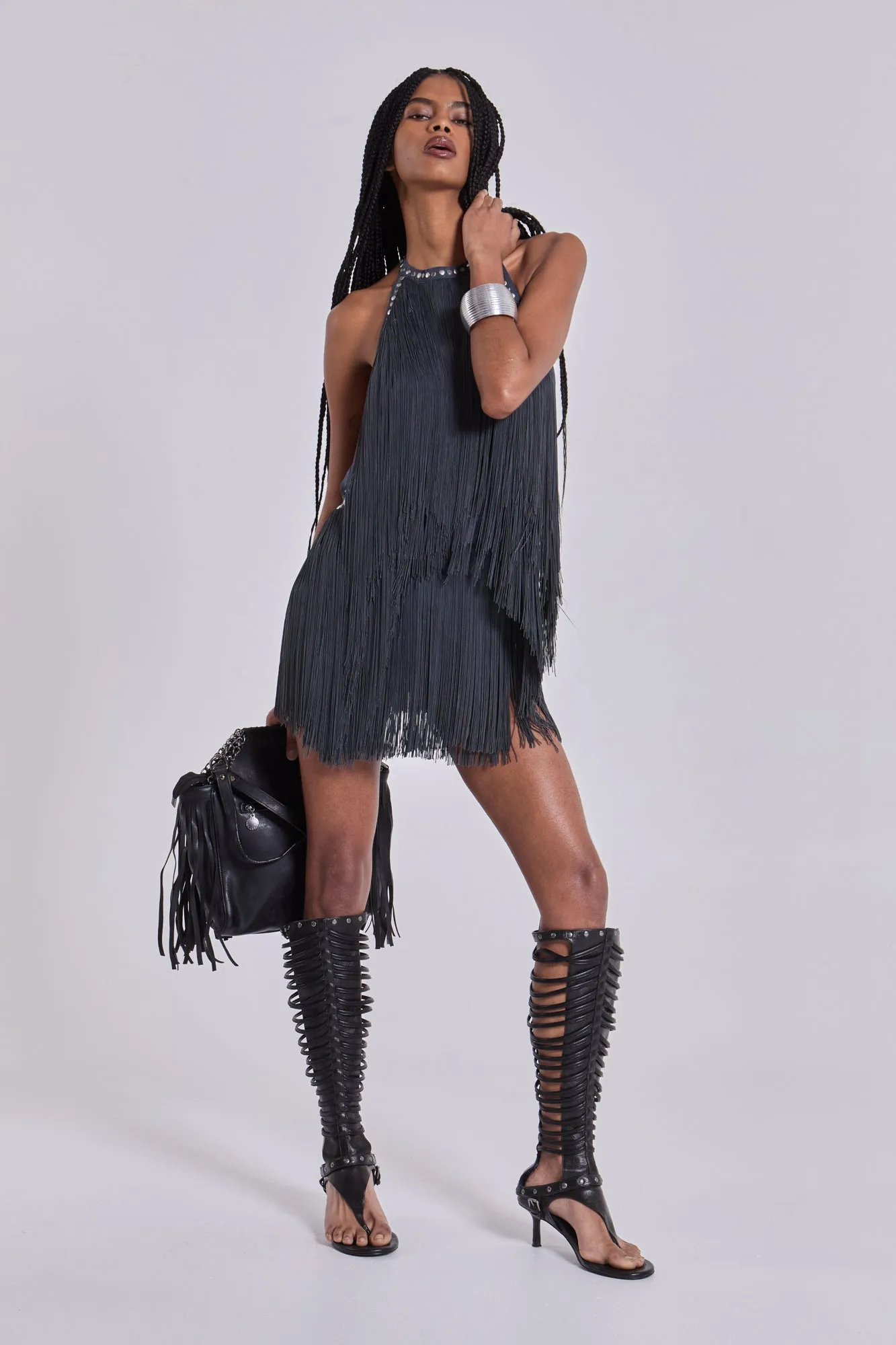 Vadra Backless Fringe Mini Dress sold by Jaded London product image thumbnail 4