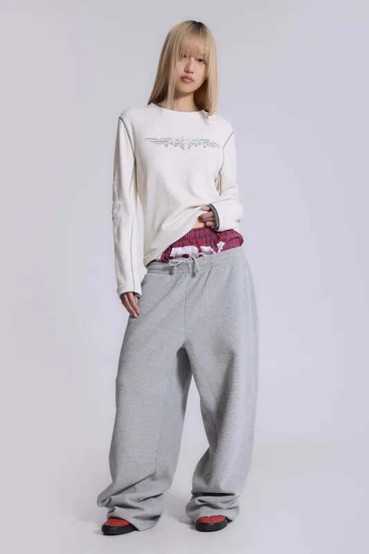 Grey Marl Waffle Monster Joggers sold by Jaded London