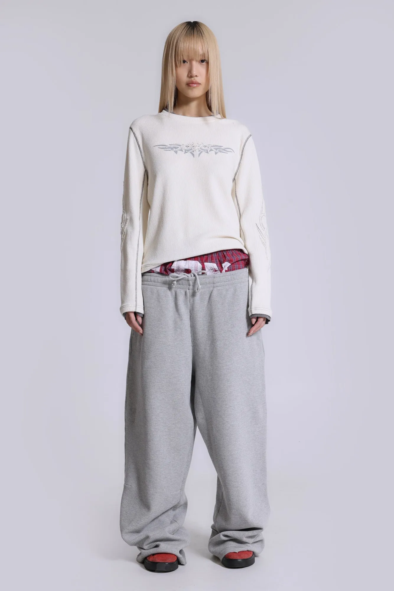 Grey Marl Waffle Monster Joggers sold by Jaded London product image thumbnail 4