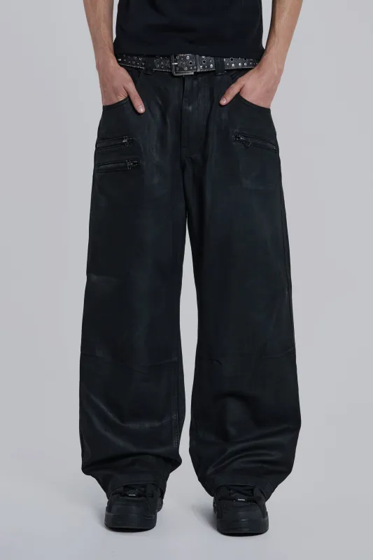 Coated Zip Colossus Jeans sold by Jaded London