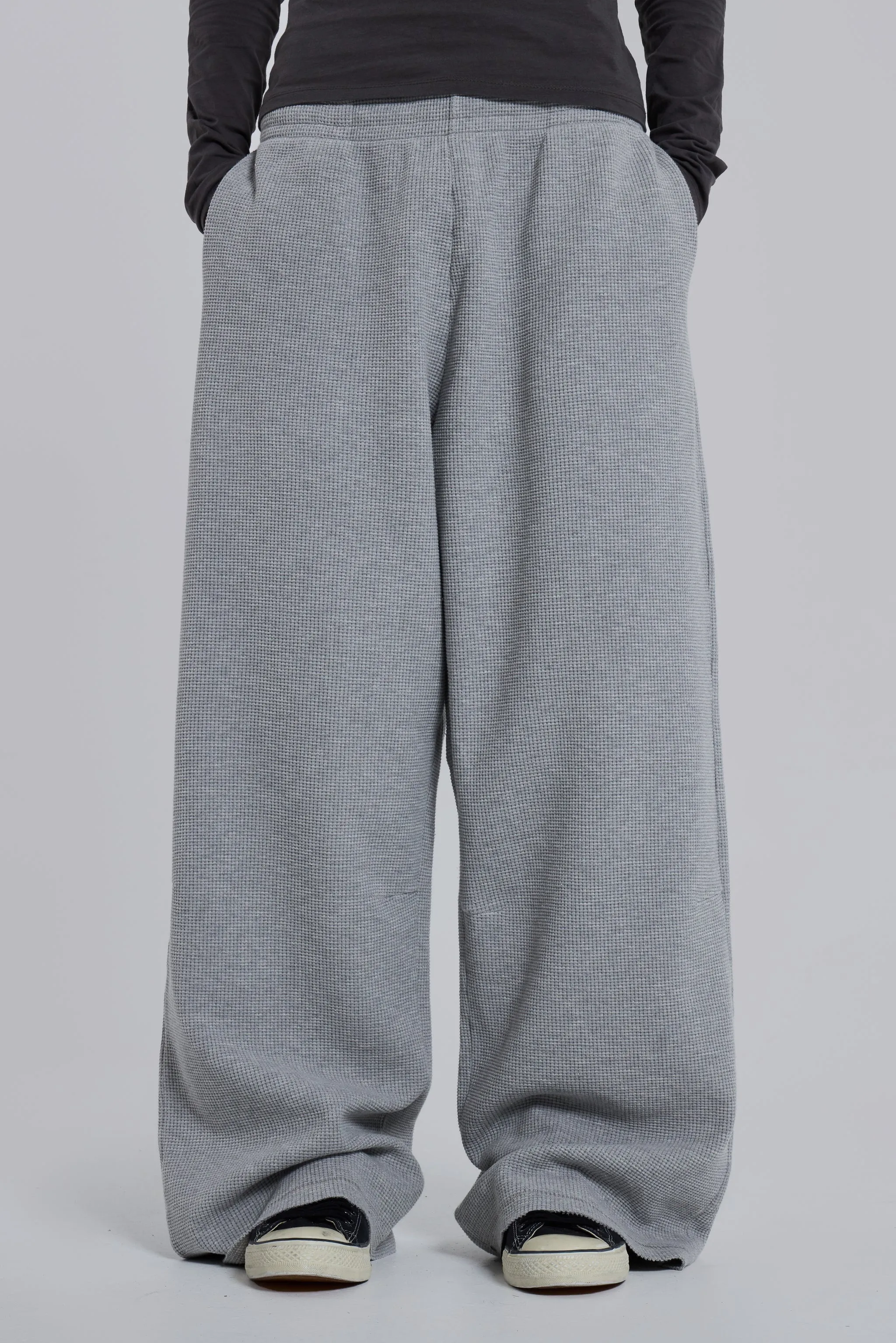 Grey Marl Waffle Monster Joggers sold by Jaded London