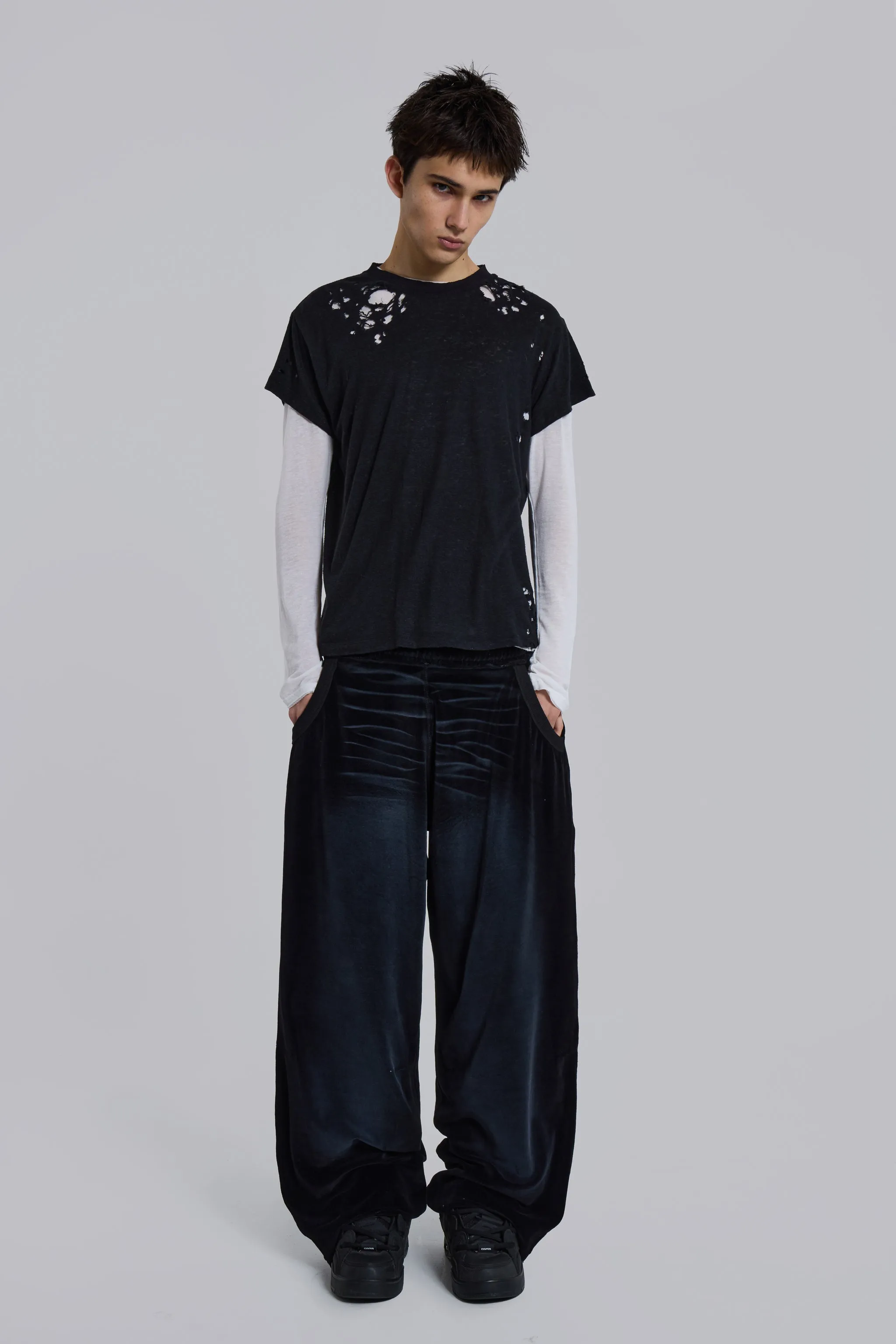 Denim Wash Velour Monster Jogger sold by Jaded London product image thumbnail 3