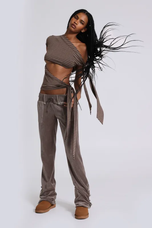 Mena Asymmetric Top in Brown sold by Jaded London