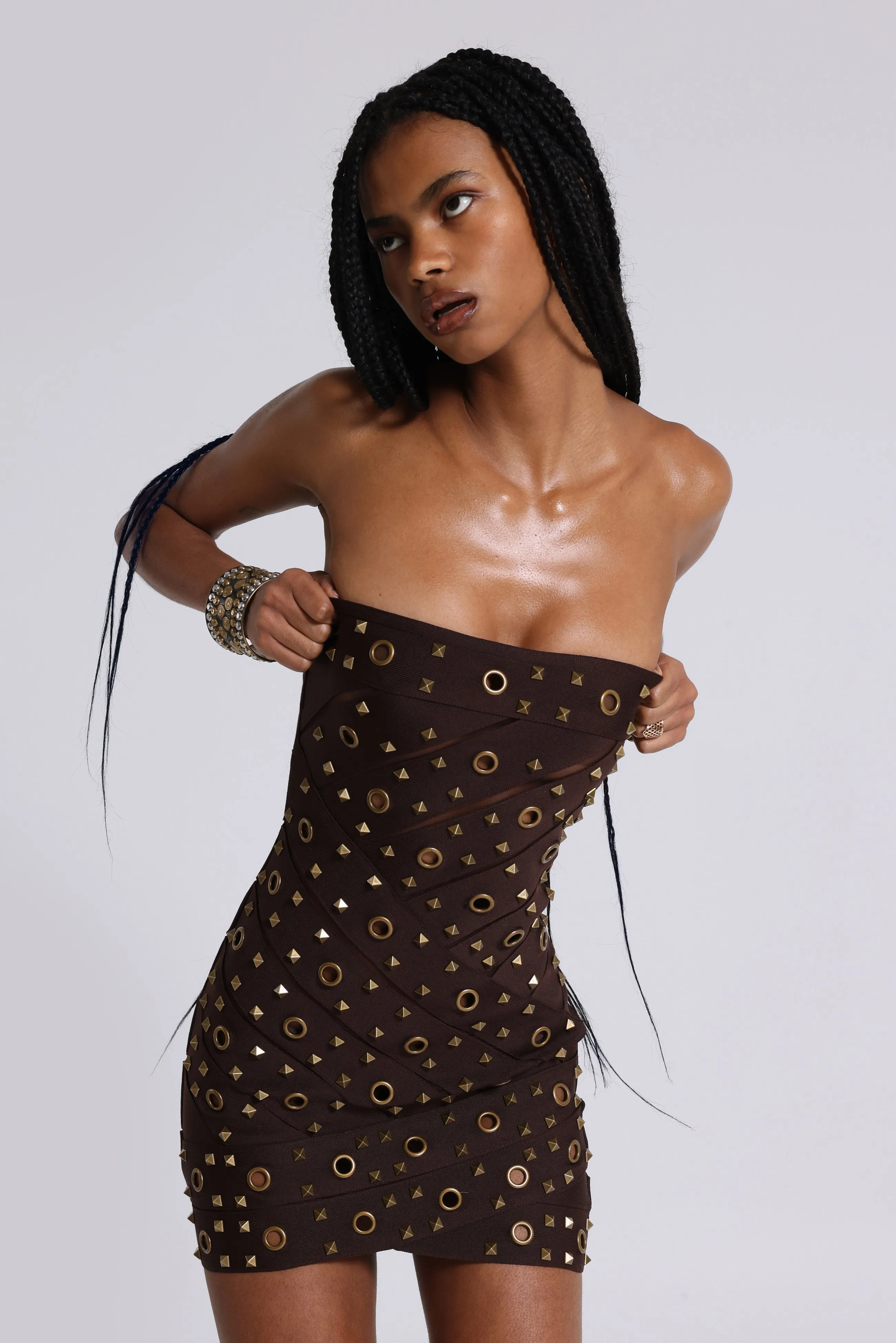 Serena Studded Bandage Dress sold by Jaded London