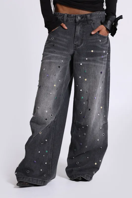 Trixa Jewel Studded Colossus Jeans sold by Jaded London