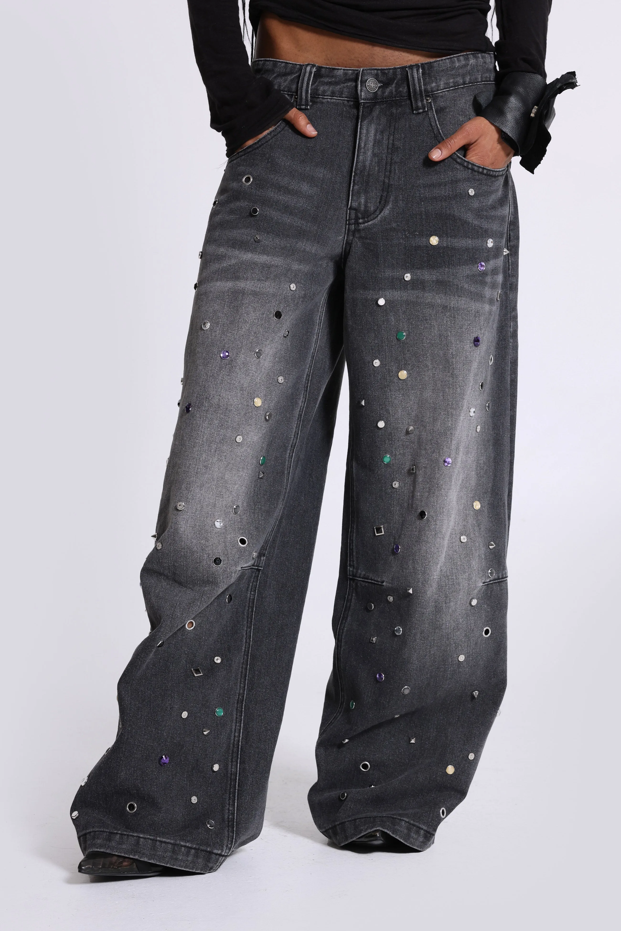 Trixa Jewel Studded Colossus Jeans sold by Jaded London