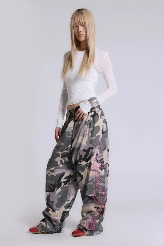 P.O.A. Camo Vapor Tracksuit Bottoms sold by Jaded London