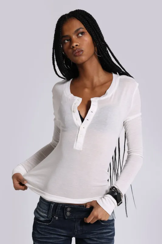 White Haze Henley Top sold by Jaded London