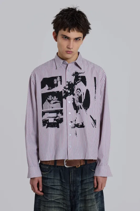 Overprint Cropped Button-Up Shirt sold by Jaded London