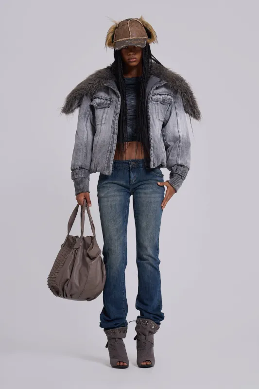 Cooper Bootcut Jeans in Mid Blue sold by Jaded London