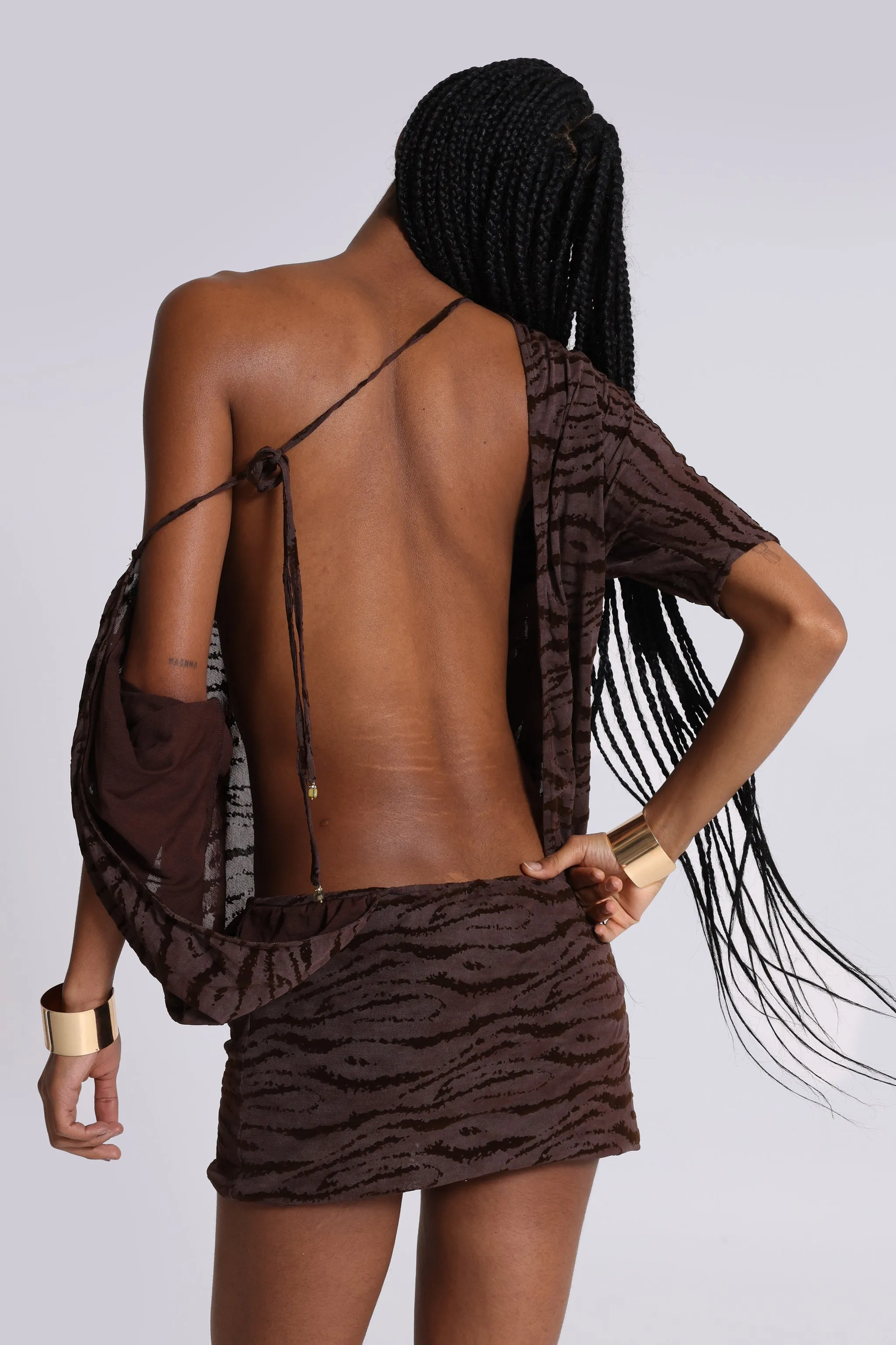 Ophidian Devore Backless Mini Dress in Zebra sold by Jaded London product image thumbnail 4