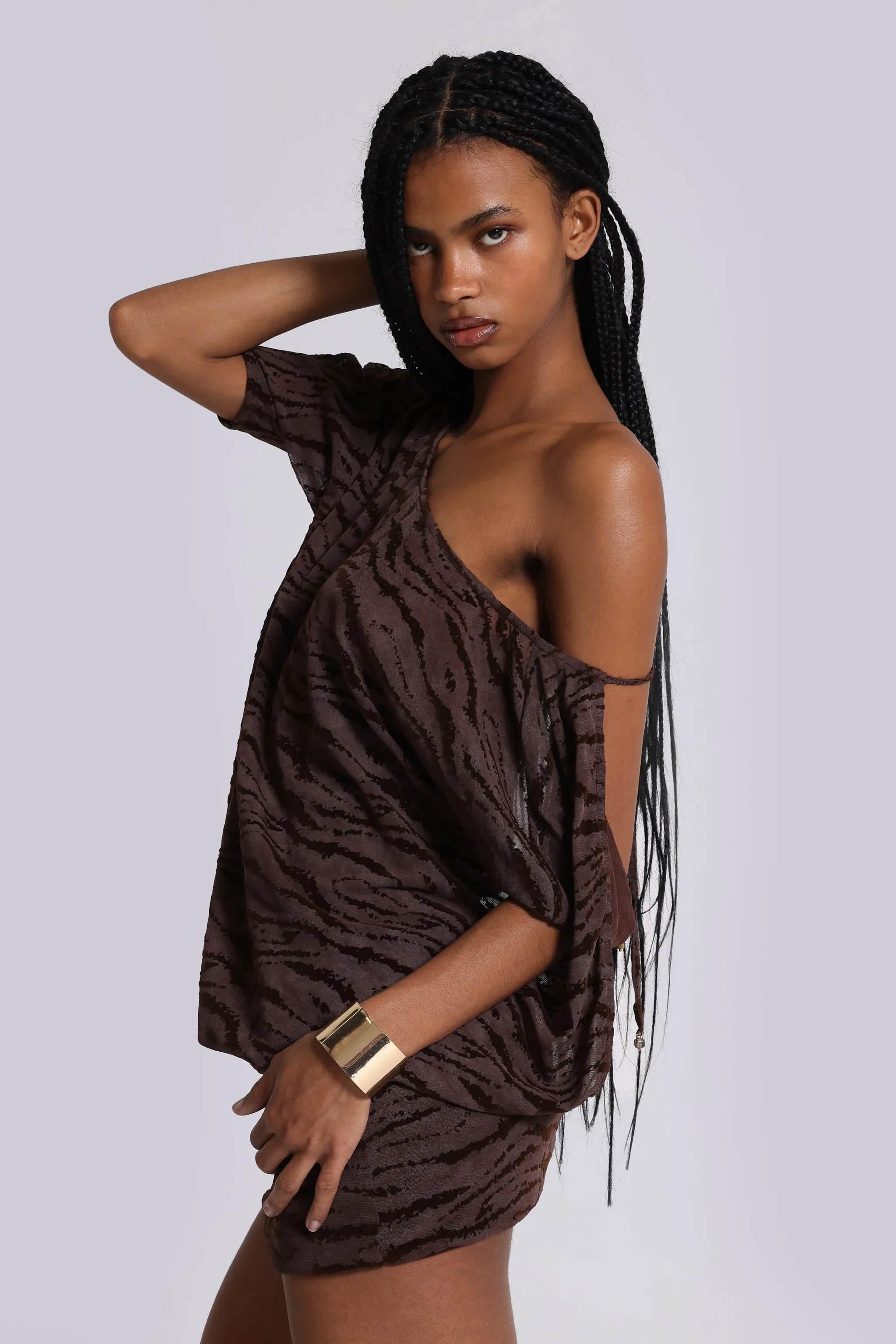 Ophidian Devore Backless Mini Dress in Zebra sold by Jaded London product image thumbnail 5