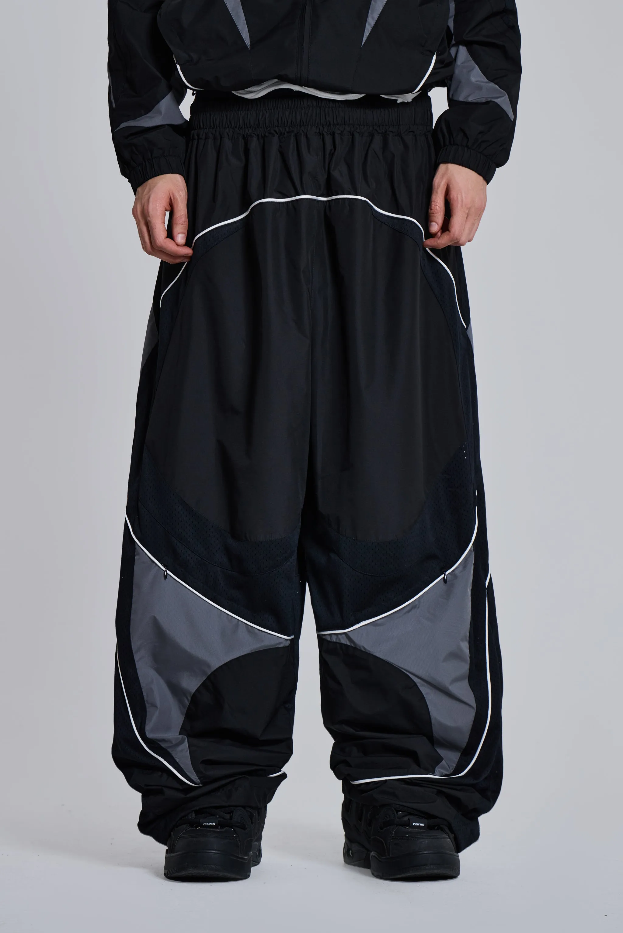Black Panelled Vapor Joggers sold by Jaded London