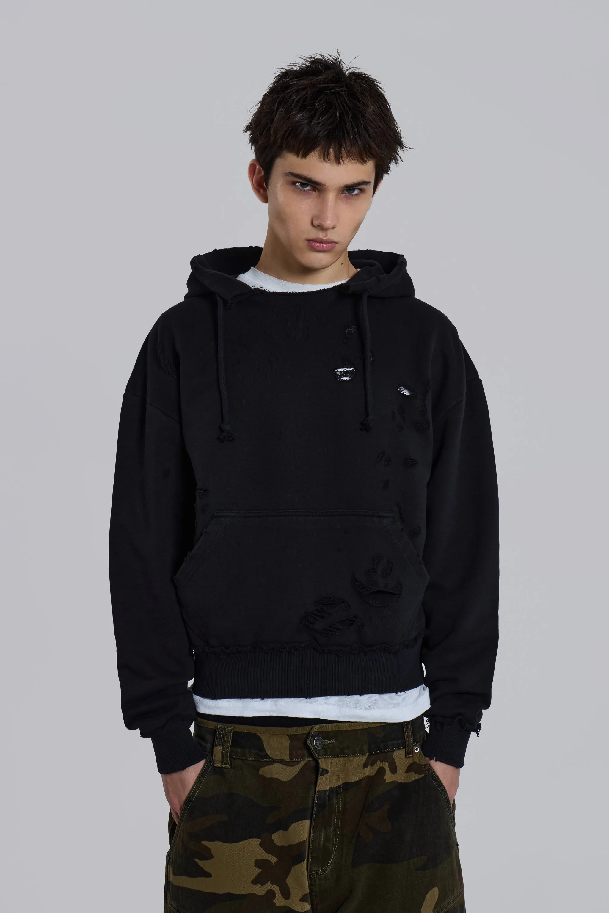 Pullover Bitten Hoodie in Black sold by Jaded London