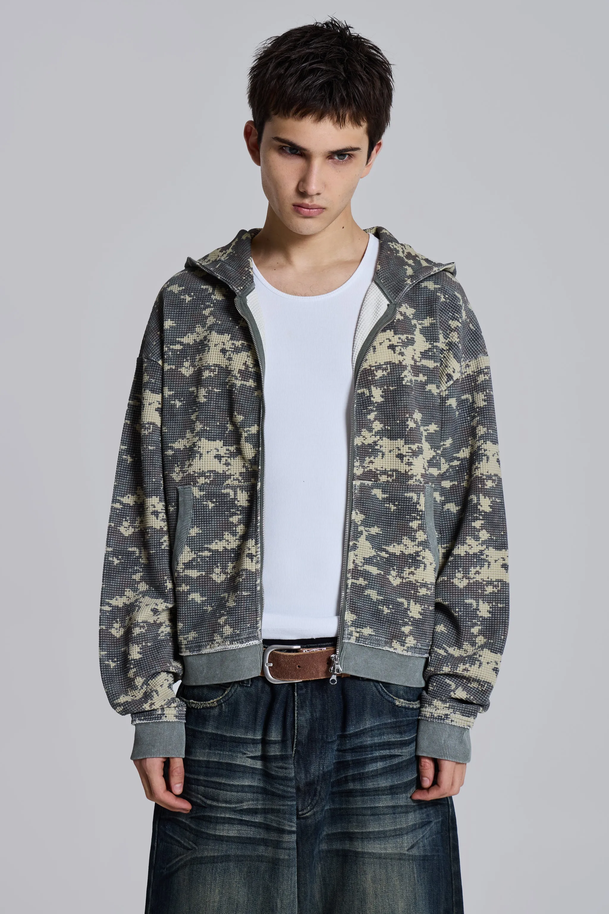 Digi Camo Waffle Hoodie sold by Jaded London