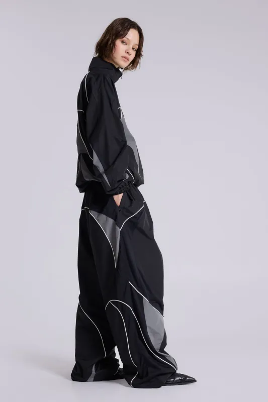Black Panelled Vapor Joggers sold by Jaded London