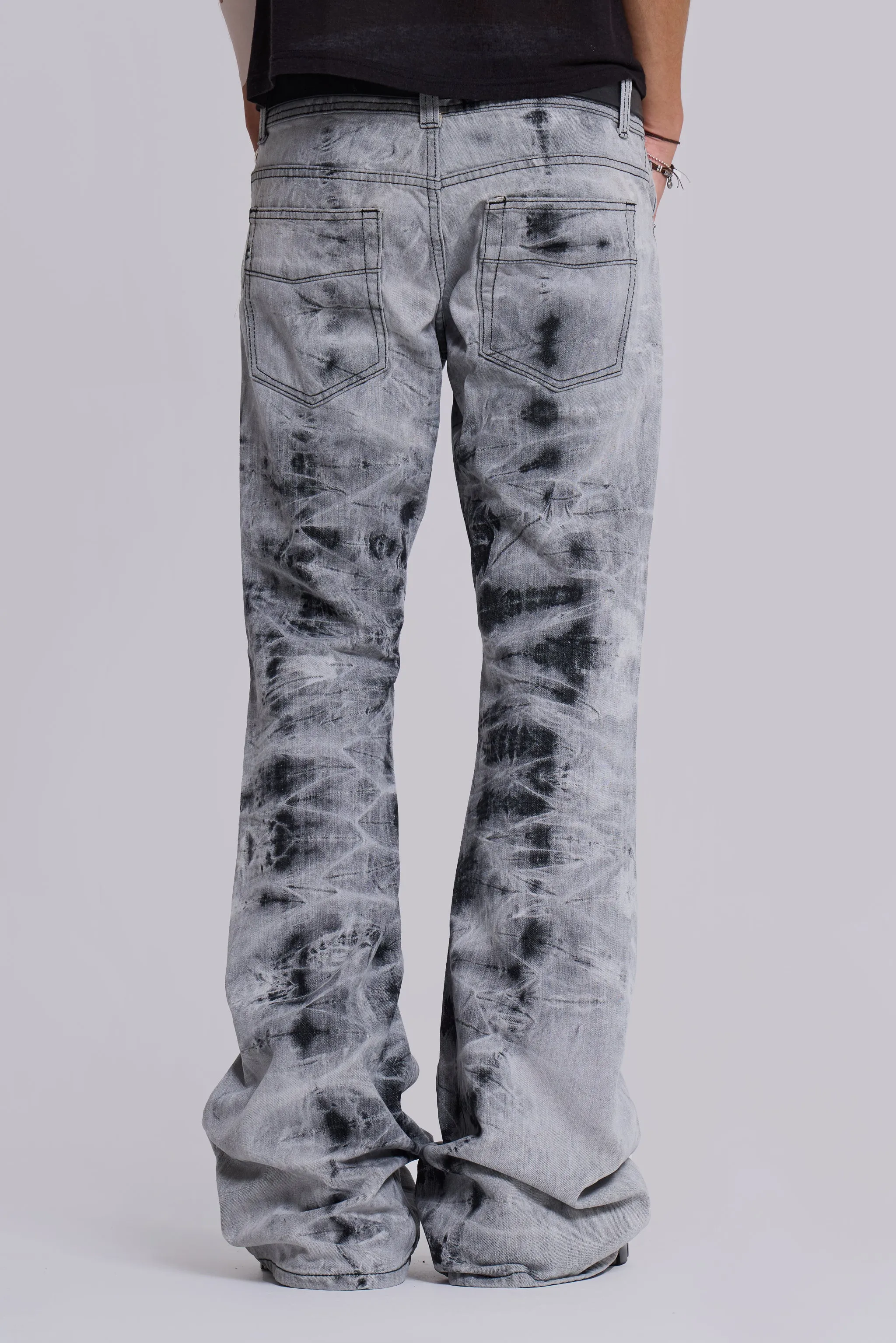 Grey Tie Dye Drift Bootcut Jeans sold by Jaded London product image thumbnail 4
