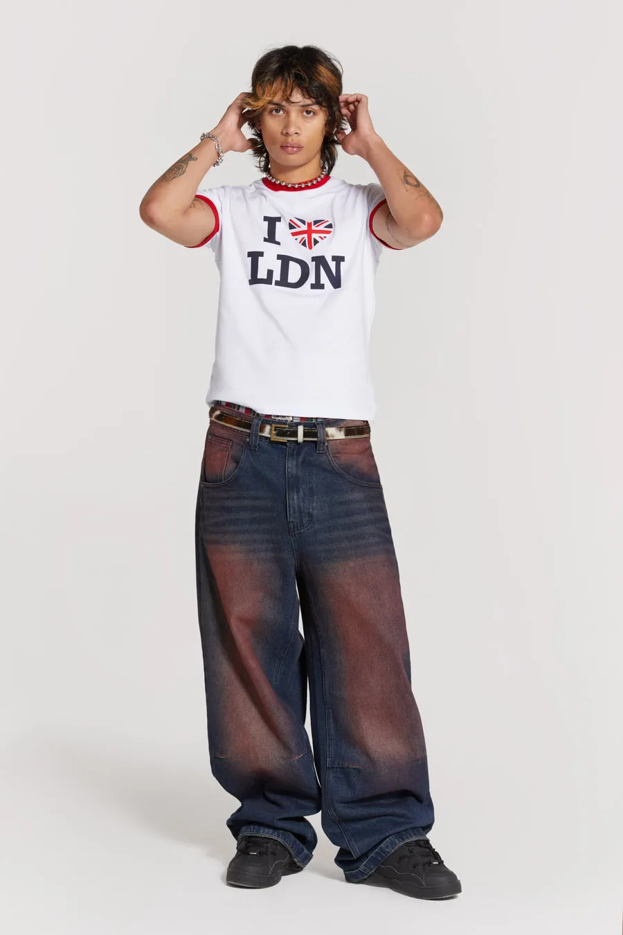 Deep Red Colossus Jeans sold by Jaded London product image thumbnail 2