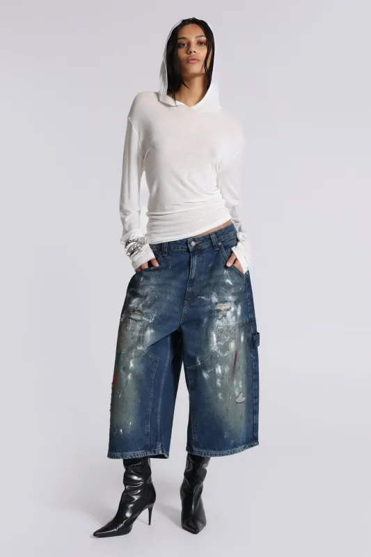 Splatter Crop XL Carpenter Jeans sold by Jaded London