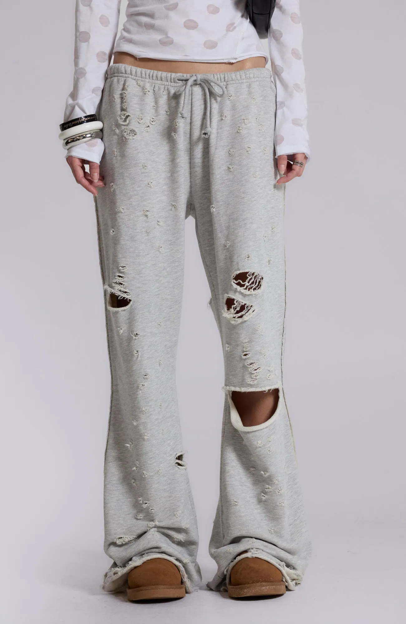 Cleo Distressed Slouchy Bootcut Joggers sold by Jaded London product image thumbnail 3