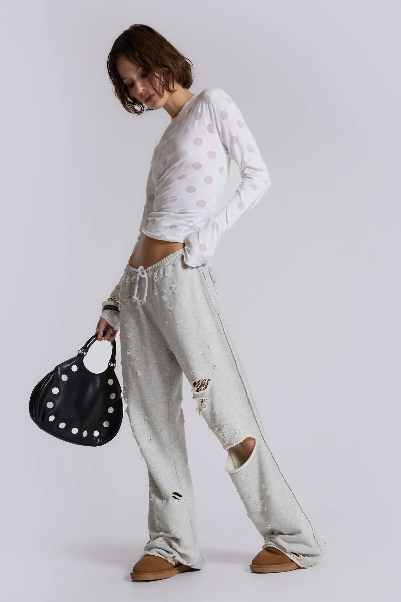 Cleo Distressed Slouchy Bootcut Joggers sold by Jaded London product image thumbnail 2