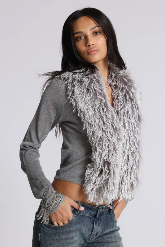 Elune&nbsp;Faux Mongolian Fur Knit Cardigan made by Jaded London