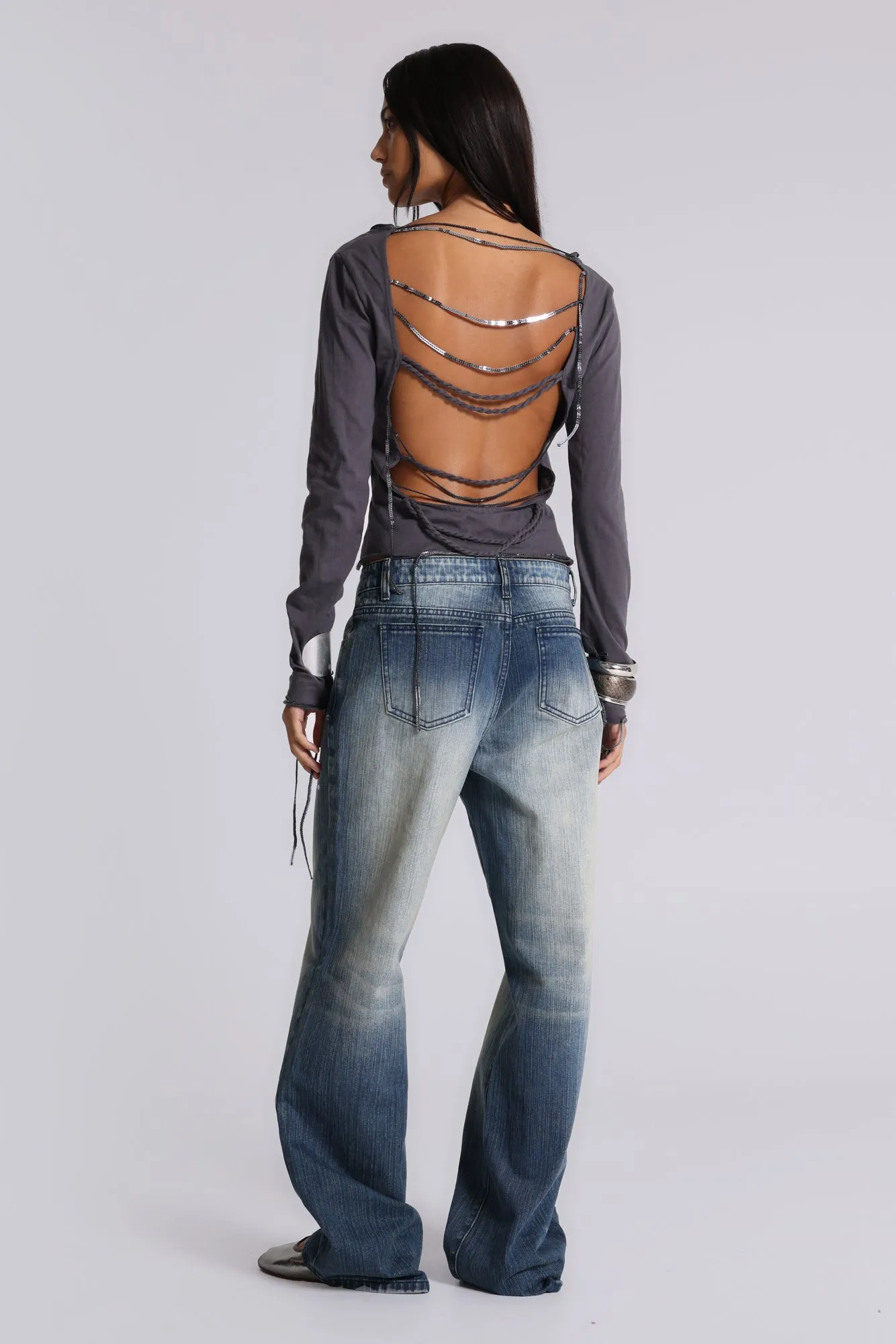 Hunter Loose Straight Leg Jeans with Mirrors sold by Jaded London product image thumbnail 3