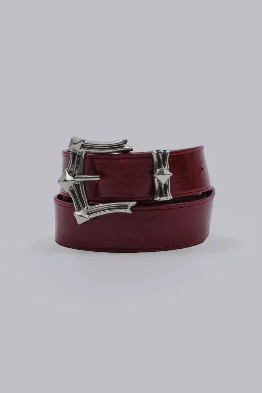Burgundy Strike Metal Belt sold by Jaded London