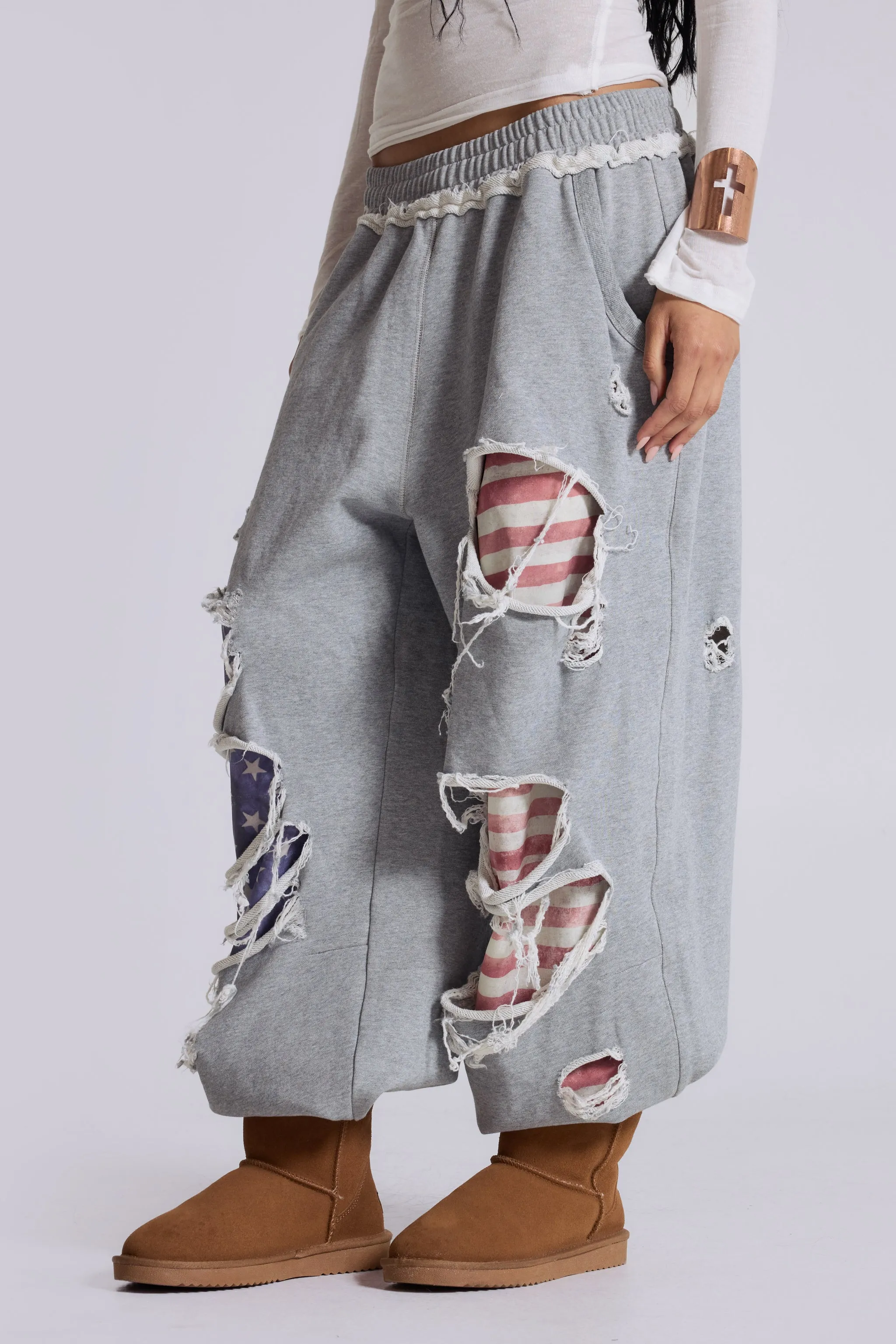 Stars and Stripes Distressed Monster Joggers sold by Jaded London product image thumbnail 4