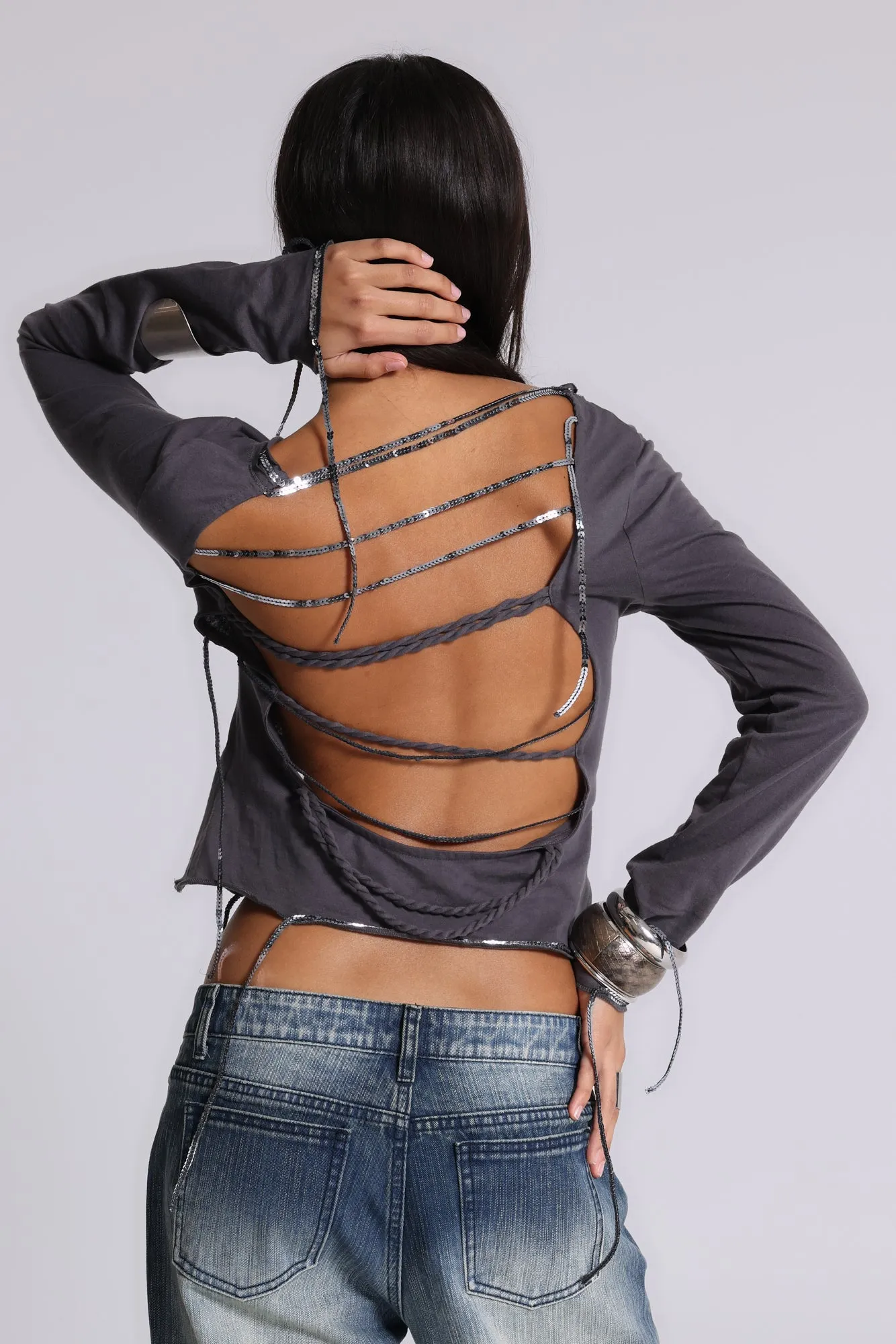 Fira Sequin V Neck Tee sold by Jaded London product image thumbnail 5