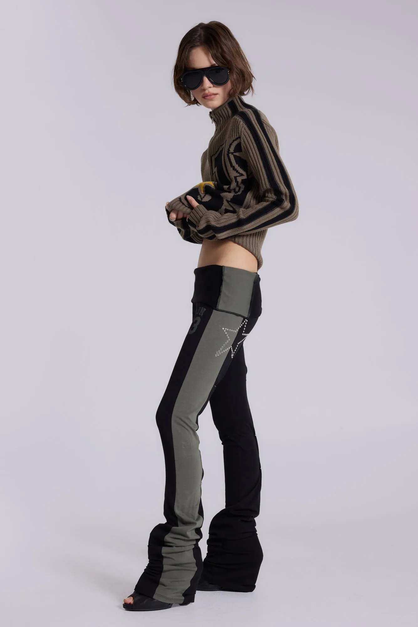 Sprint Foldover Bootcut Trousers sold by Jaded London