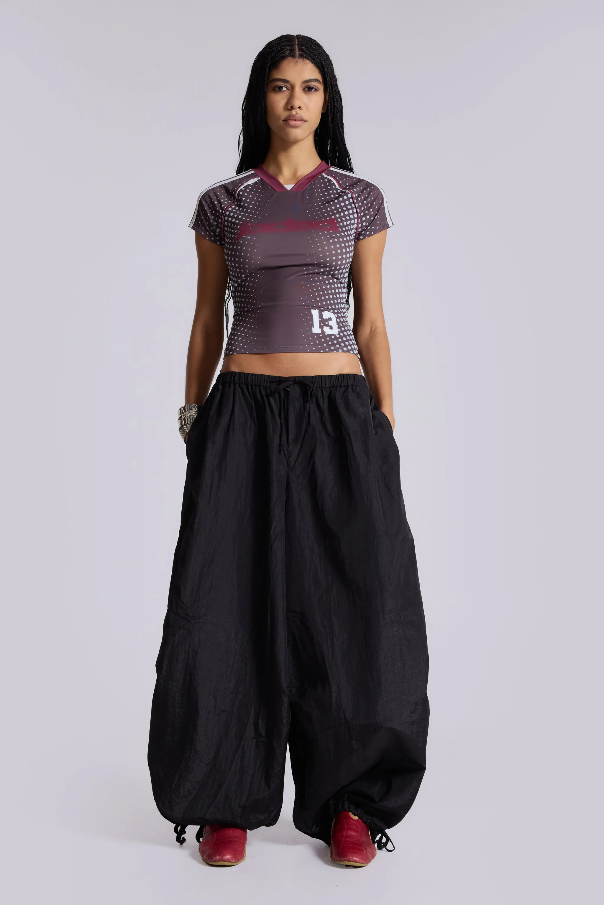 Nexis Nylon Balloon Pants in Black sold by Jaded London