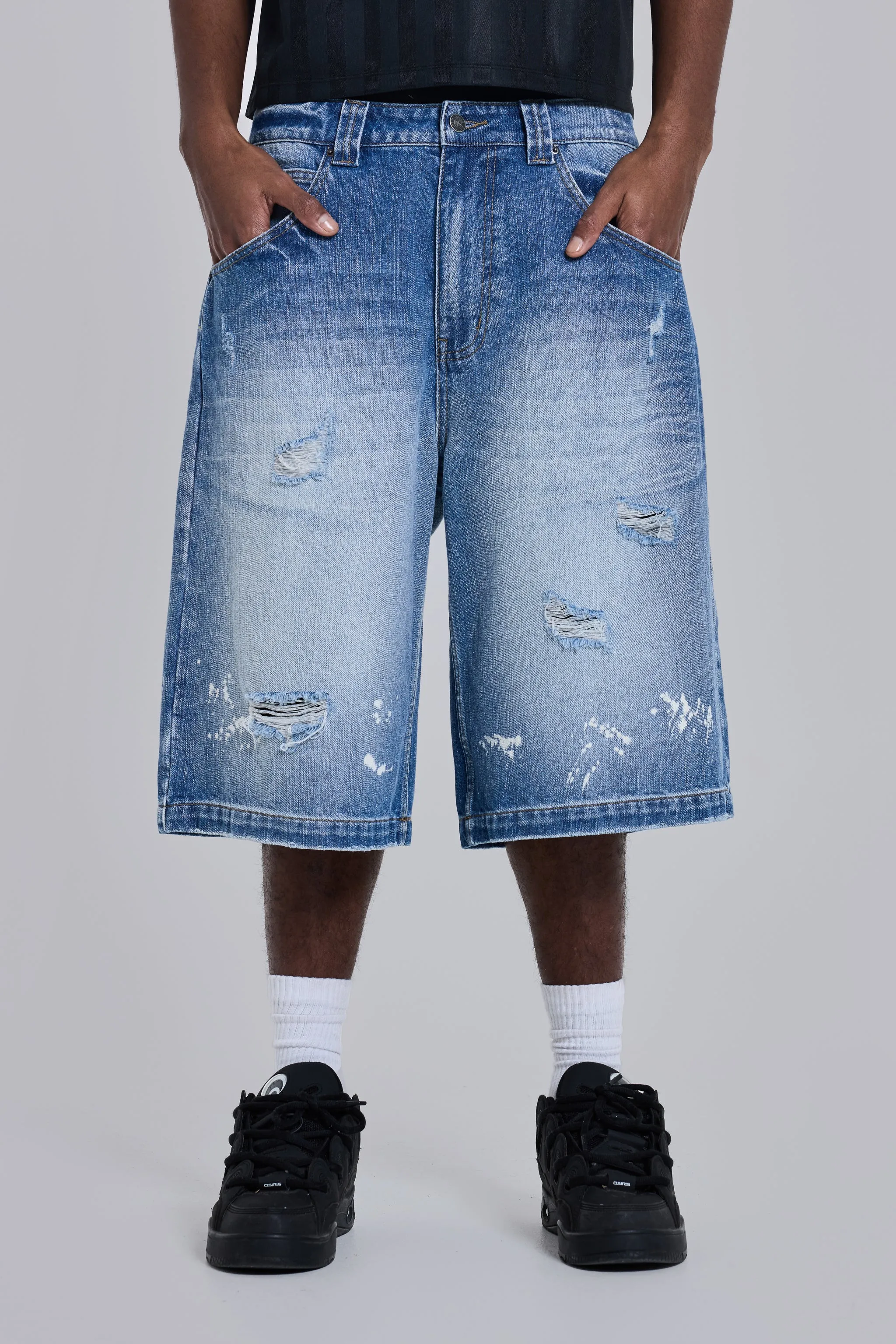Bleached Colossus Jorts sold by Jaded London
