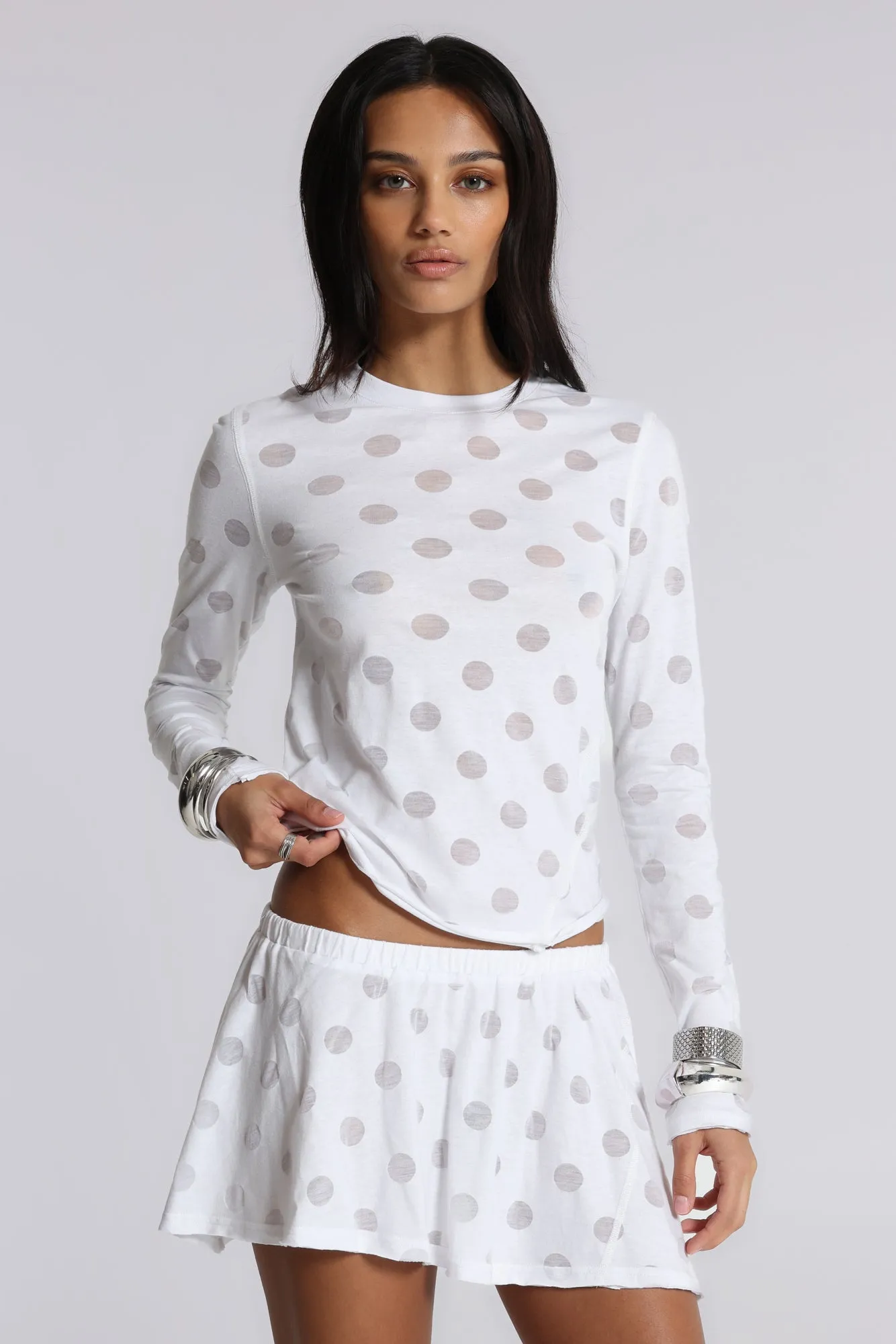 Aerea Burnout Polkadot Long Sleeve Mist Top sold by Jaded London product image thumbnail 2