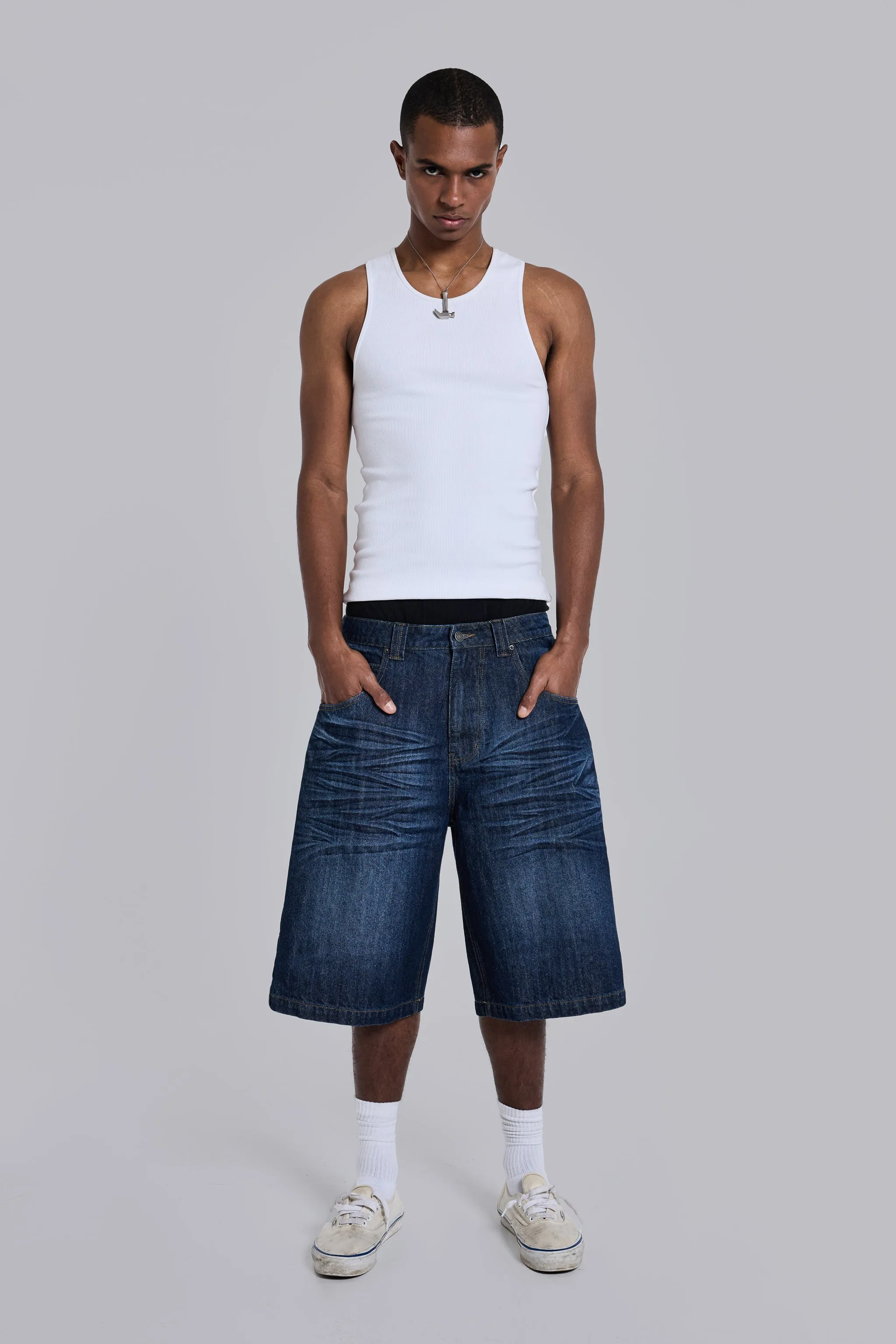 Union Jack Indigo Colossus Jorts sold by Jaded London product image thumbnail 2