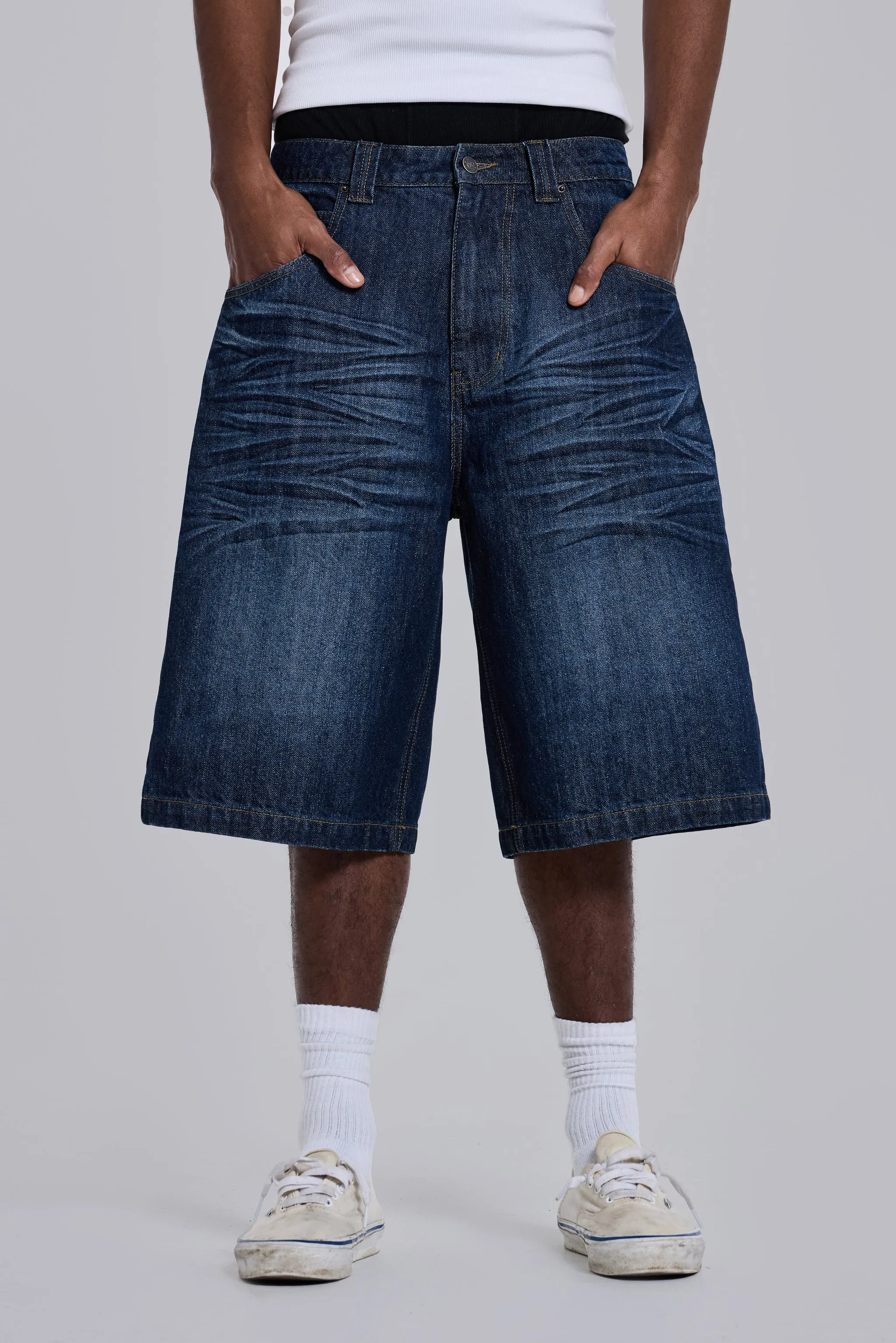 Union Jack Indigo Colossus Jorts sold by Jaded London product image thumbnail 4