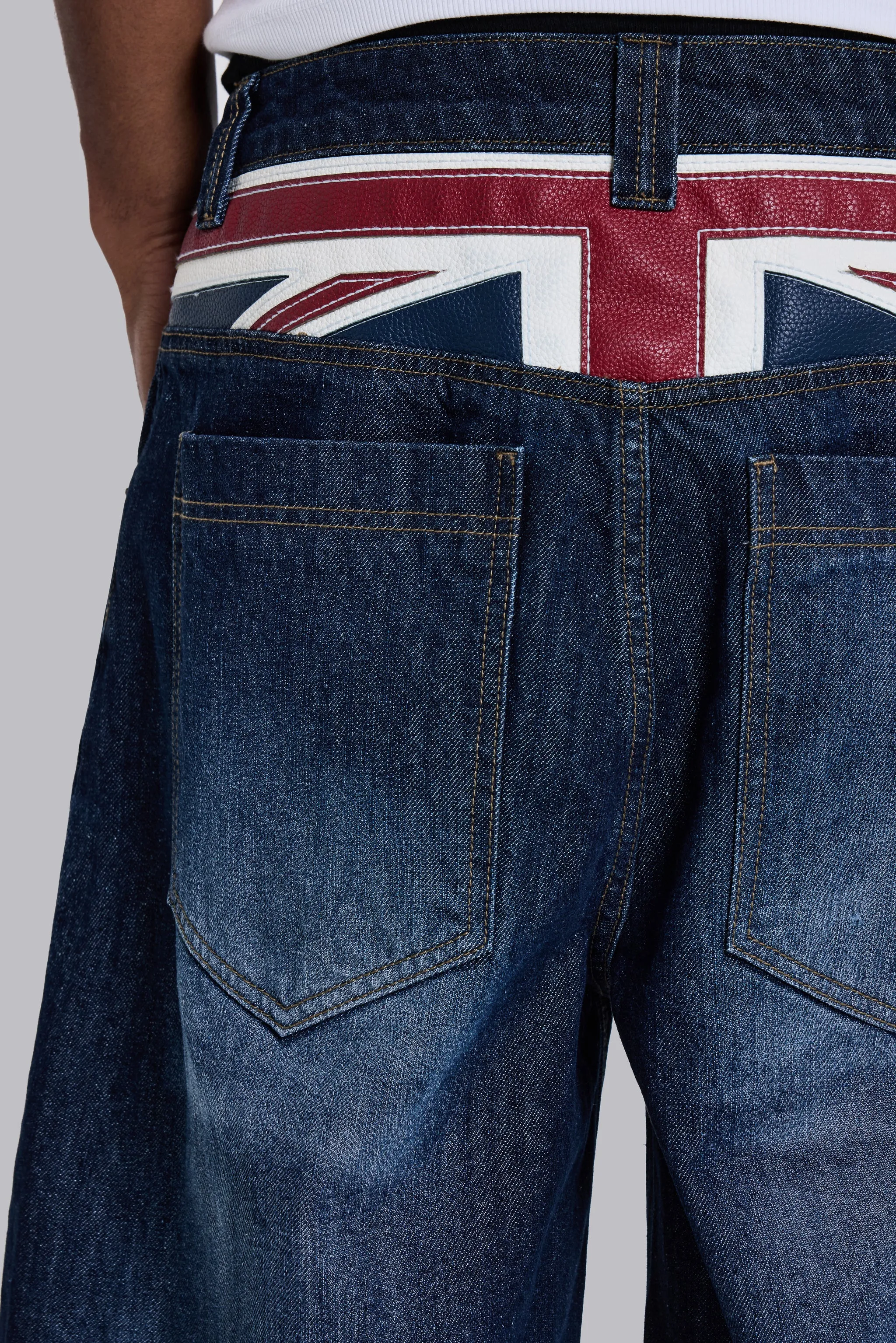 Union Jack Indigo Colossus Jorts sold by Jaded London product image thumbnail 5