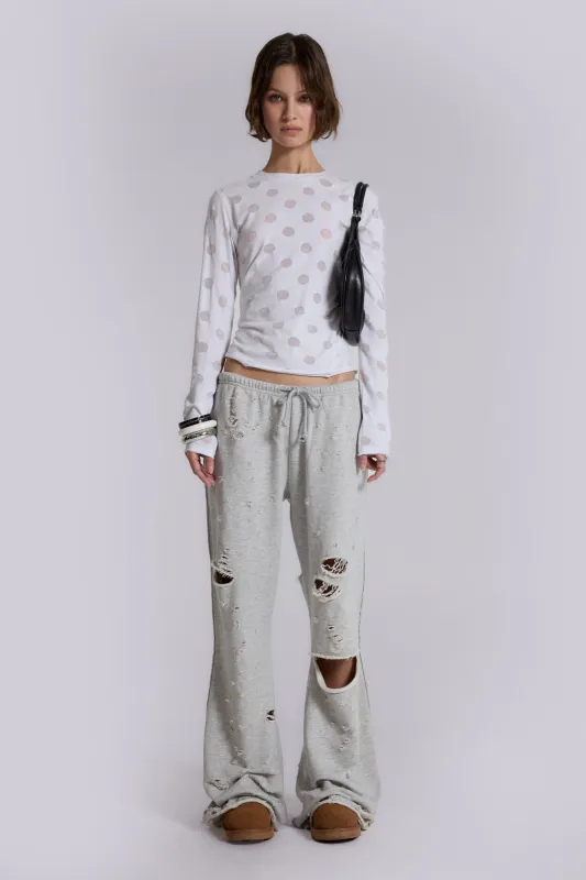 Cleo Distressed Slouchy Bootcut Jogger sold by Jaded London