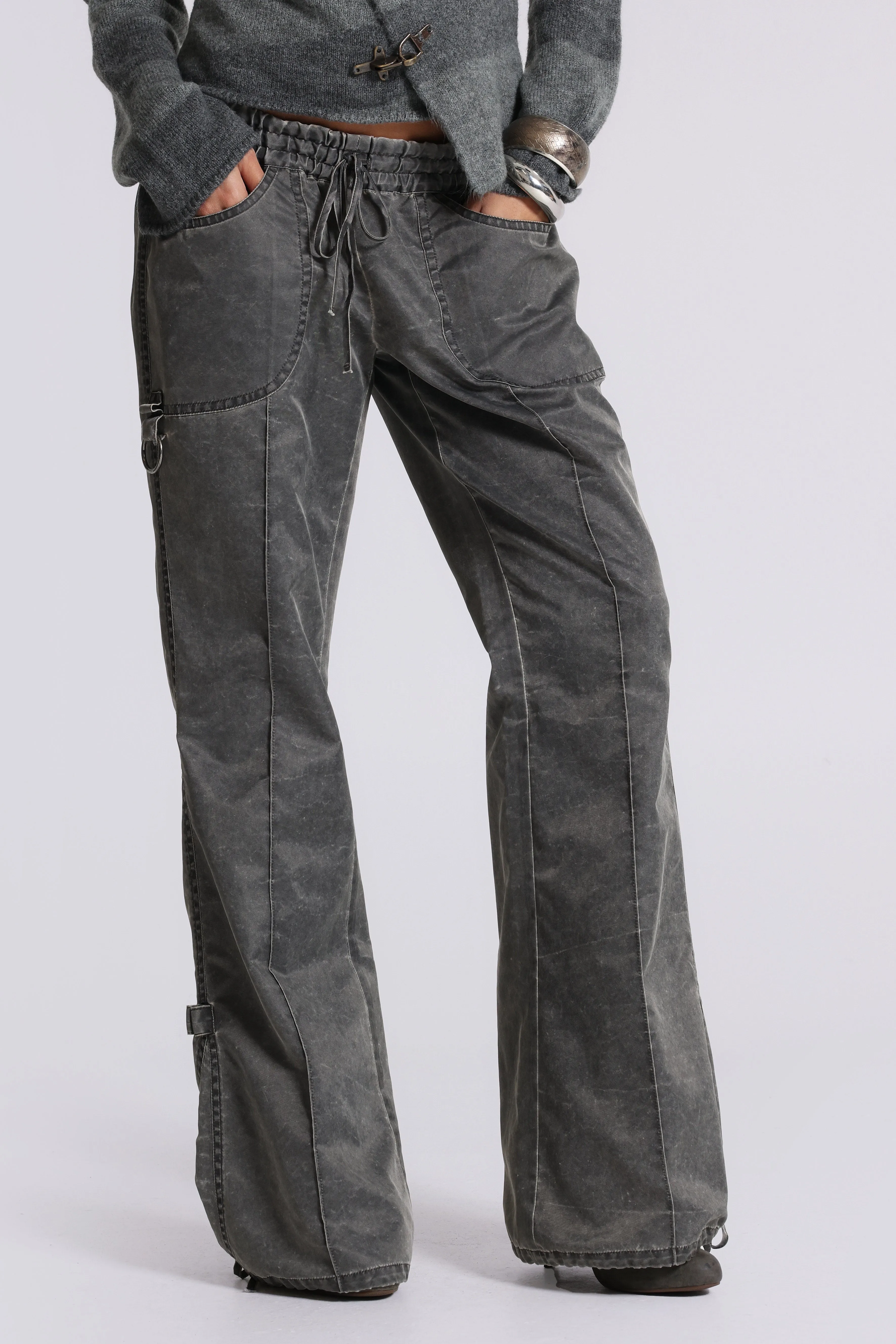 Vire Washed Satin Bootcut Cargos sold by Jaded London product image thumbnail 5